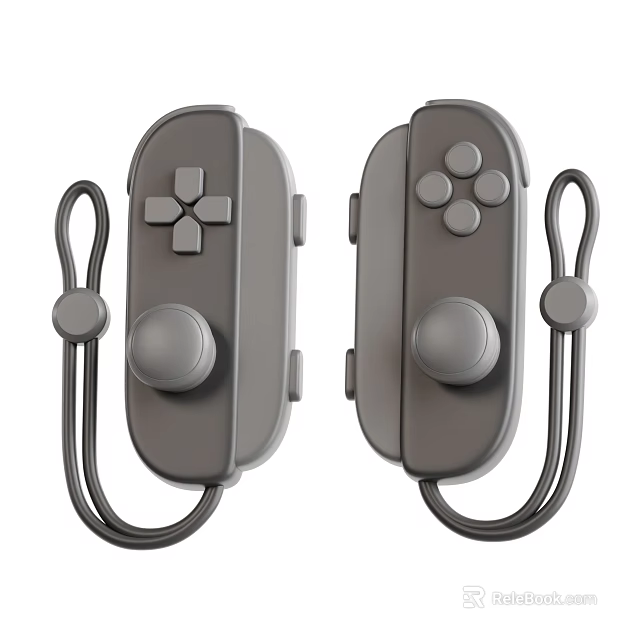 Ergonomic Entertainment Electronics Wireless Game Controllers With Grey Strap Button And Joystick Design 3d model