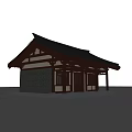 Traditional Chinese Ancient Building With Eaves Roof Stone Brick Wall And Wooden Structure