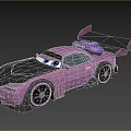 Cartoon Pink Race Car Character With Big Eyes ROCK Decal Rear Wing And Tires