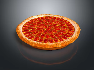 Round Fresh Pizza With Golden Crispy Crust And Red Tomato Toppings 3d model