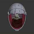 Baby Alien in White Red Detailed Pod Wrapped in Red Blanket Holding Small Object