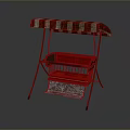 Single Chair With Red And White Striped Canopy Red Cushion Metal Frame And Small Basket