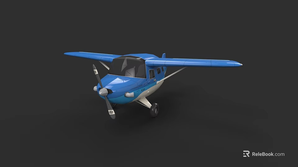 Blue Passenger Plane With Propeller And Small Size Model Design 3d model 