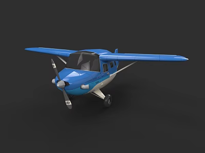 Blue Passenger Plane With Propeller And Small Size Model Design 3d model