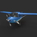 Blue Passenger Plane With Propeller And Small Size Model Design