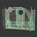 Industrial Style Mechanical Equipment With Arched Structure Metal Pipes And Gear Decorations