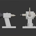 Industrial Equipment Two White Mechanical Units With Metal Shafts And Precision Bases