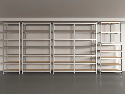 Sturdy Modern Display Shelves With Metal Frame And Multiple Wooden Storage Layers 3d model