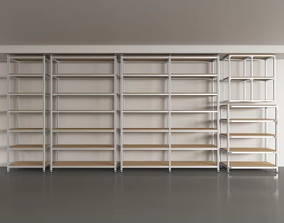 Sturdy Modern Display Shelves With Metal Frame And Multiple Wooden Storage Layers 3d model