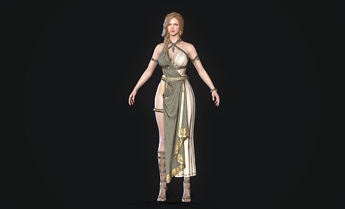 Medieval woman beautiful European woman 3d model