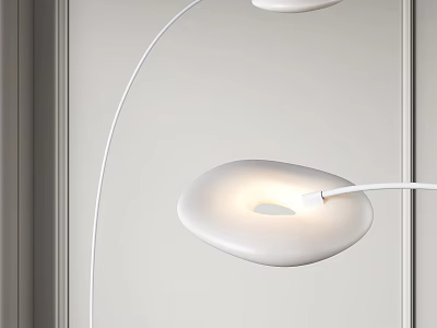 Modern White Floor Lamp With Curved Arm And Soft Glowing Light For Living Room 3d model