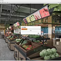 Well Organized Supermarket Interior With Fresh Vegetables Fruit And Shelf Displays