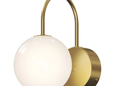 Elegant Modern Wall Light With Gold Metal Frame And White Glass Globe Shade 3d model