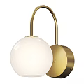 Elegant Modern Wall Light With Gold Metal Frame And White Glass Globe Shade