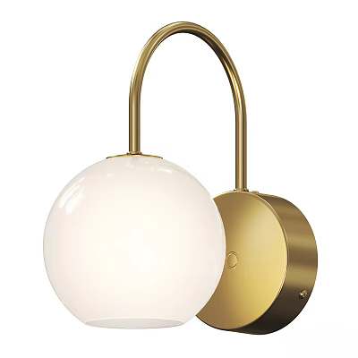 Elegant Modern Wall Light With Gold Metal Frame And White Glass Globe Shade 3d model