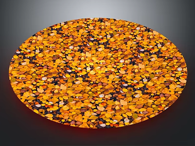 Natural Wood and Stone Circular Surface with Colorful Yellow Orange Granular Fragments 3d model