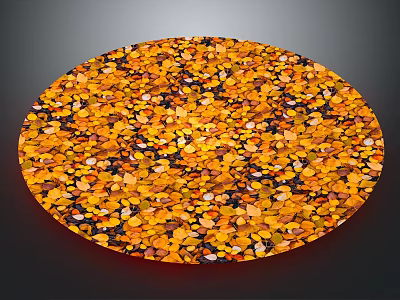Natural Wood and Stone Circular Surface with Colorful Yellow Orange Granular Fragments 3d model