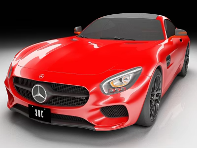 Red Mercedes-Benz Sports Car Front View With Sleek Design And Headlights 3d model