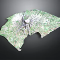 Leaf Shaped Green Object With Textured Root Like Structure And Central White Element