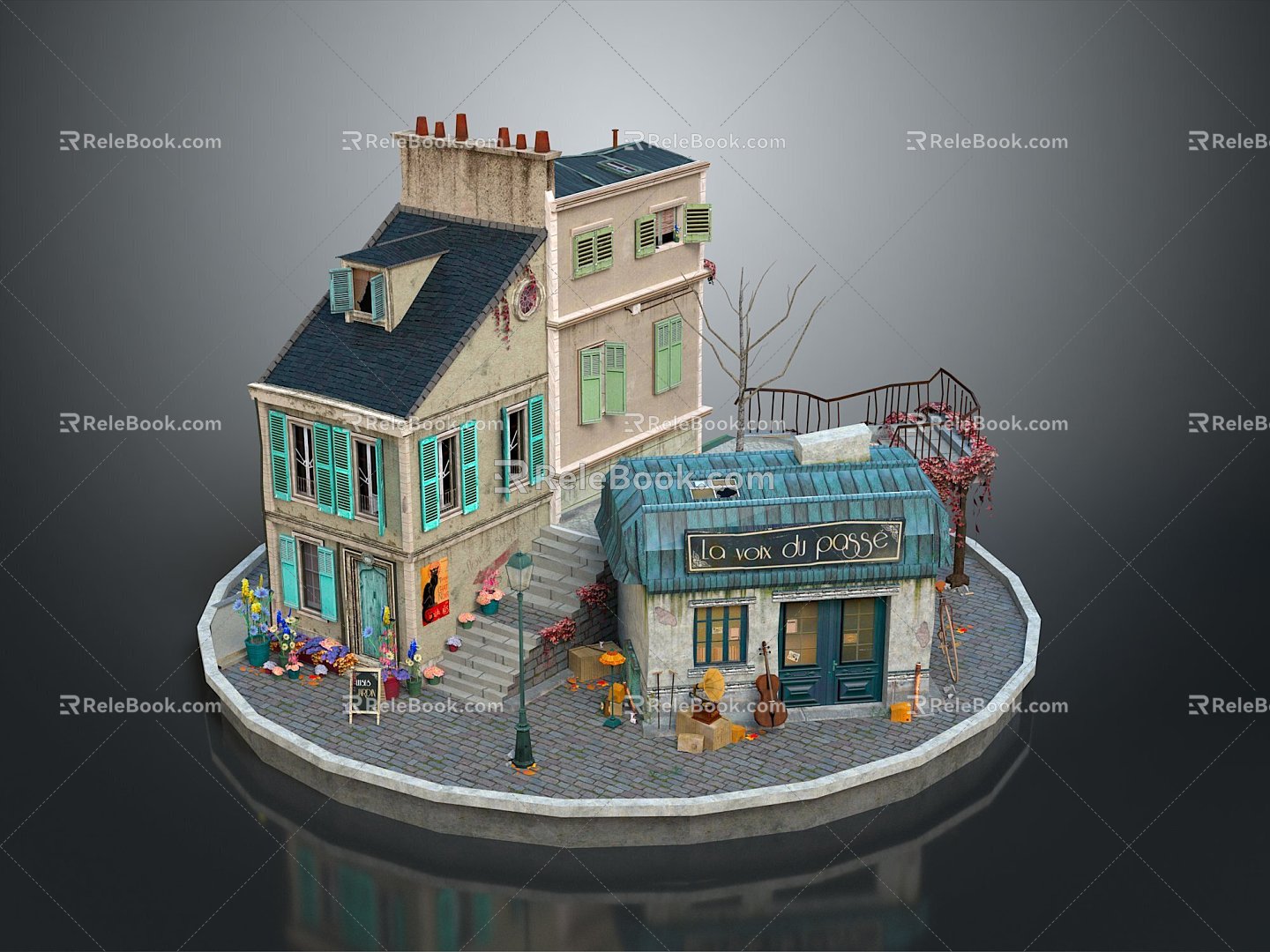 cartoon city cartoon street cartoon block old street old block miniature block miniature street 3d model