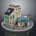 cartoon city cartoon street cartoon block old street old block miniature block miniature street 3d model