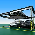 Modern Multi Level Parking Garage With Metal Frame And Parked Vehicles