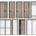 Modern Hinged Doors With Multiple Designs Wood Frames And Glass Panels 3d model