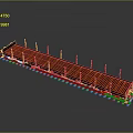 Train Flatbed Freight Car With Wooden Deck And Metal Poles For Cargo Transport