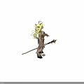 3D Fantasy Mythical Creature with Blonde Hair Green Leaf Attire Deer Hooves and Tail