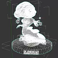 Cartoon Game Movie Character With Purple Hair Red Star And Blue Bubbles On Wave Base