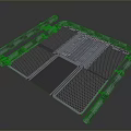 Grey Architectural Landscape With 3D Model Grid Like Strip Components Parts Board
