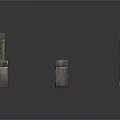 Structural Scene Components Featuring Stone Blocks And Metal Grille Gates