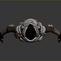 Warrior Character In Detailed Metallic Armor Featuring Shoulder Plates And Leg Guards