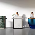 Modern Reception Desk Designs With Marble Blue And White Countertops For Office Lobby