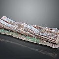 Natural Wooden Log with Green Moss and Stone Pebbles on Display Base