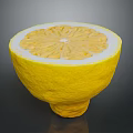 Fresh Sliced Lemon Bowl Shape With Detailed Interior And Juicy Pulp