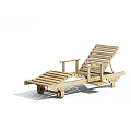Comfortable Outdoor Wooden Lounge Chair With Adjustable Backrest And Rolling Wheels