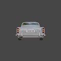 Classic Silver Two Door Vintage Car With Round Headlights And Front Grille