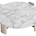 Round Marble Top Coffee Table with Wooden Legs in Minimalist Modern Design
