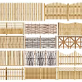 Various Railing Designs With Wooden Woven Cross And Decorative Patterns For Outdoor Areas