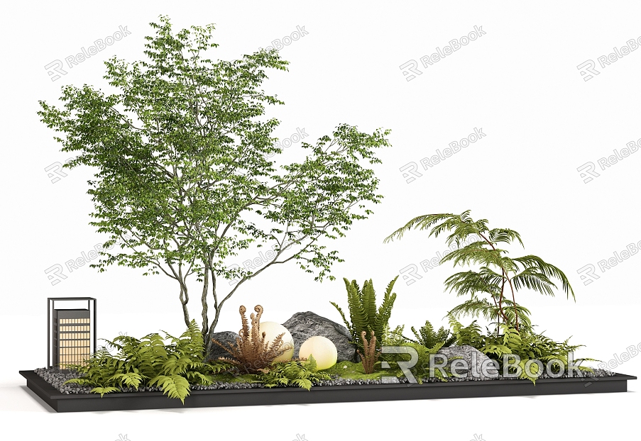 Modern landscape sketch plant combination model