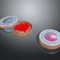 Patterned Decorative Storage Boxes With Red Powder Inside And Textured Base