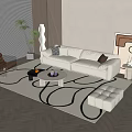 Modern Sofa Coffee Table Combination Leisure Chair Floor Lamp Decorative Painting Carpet Ornaments 3d model