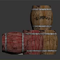 Decorative Household Wooden Barrels Stacked With Metal Hoops And Detachable Lid