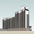 Modern Multi Story Residential Building Exterior With Ground Floor Commercial Shops And Windows