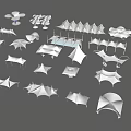 Tensile Membrane Modern Architectural Structures With Diverse Shapes And Styles 3d model