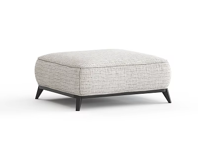 Stylish Modern Gray Ottoman With Woven Texture And Black Legs Design 3d model