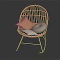 Rattan Leisure Chair with Rocking Frame and Colorful Cushions in Orange White Lavender Tones