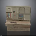 Textured Modular Control Console With Colorful Buttons Display Screen And Drawer
