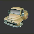 Vintage Yellow Truck Low Poly 3D Model with Classic Design and Retro Look